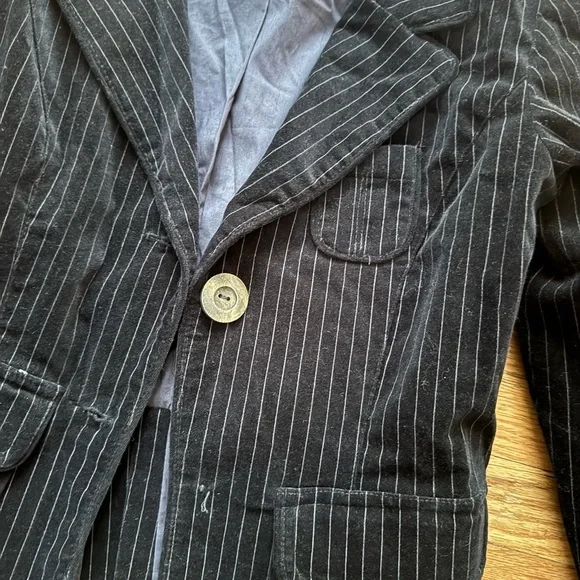 Nick & Mo Vintage Black Pinstripe Blazer Velvet size Small - Picture 2 of 7